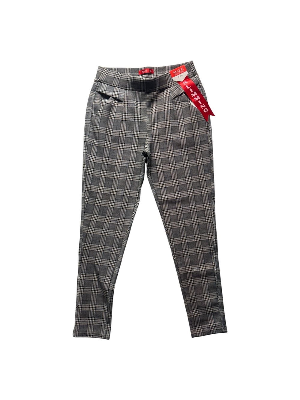 Maze Collection NWT Plaid Pull-On Skinny Pants Gray Black Petite Small PS
